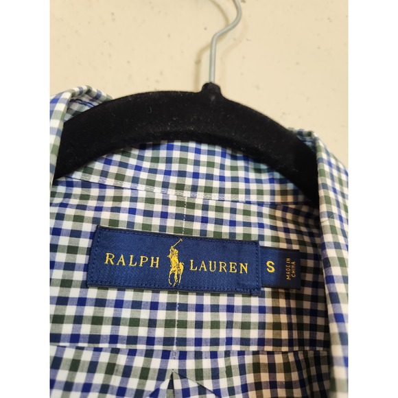 Ralph Lauren Men's Blue Gingham Poplin Cotton-Blend Shirt Size Small - Picture 4 of 7